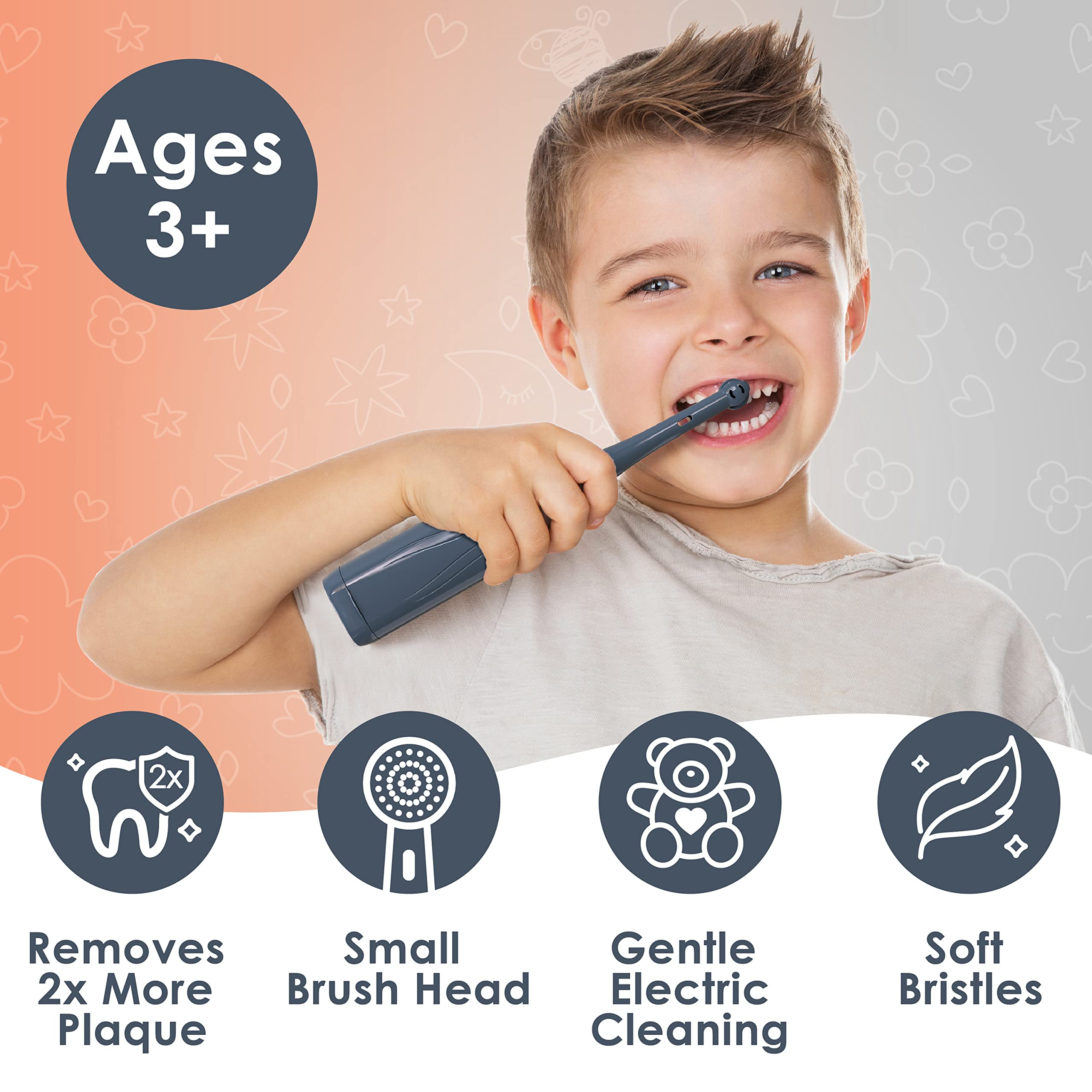 Brusheez Shadow the Shark toothbrush side view showing compact design for small mouths