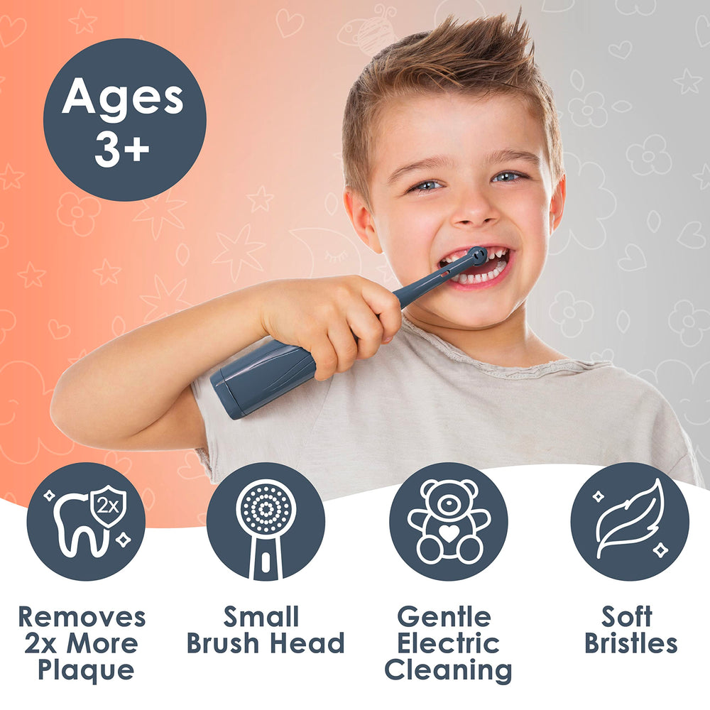 Brusheez Shadow the Shark toothbrush side view showing compact design for small mouths
