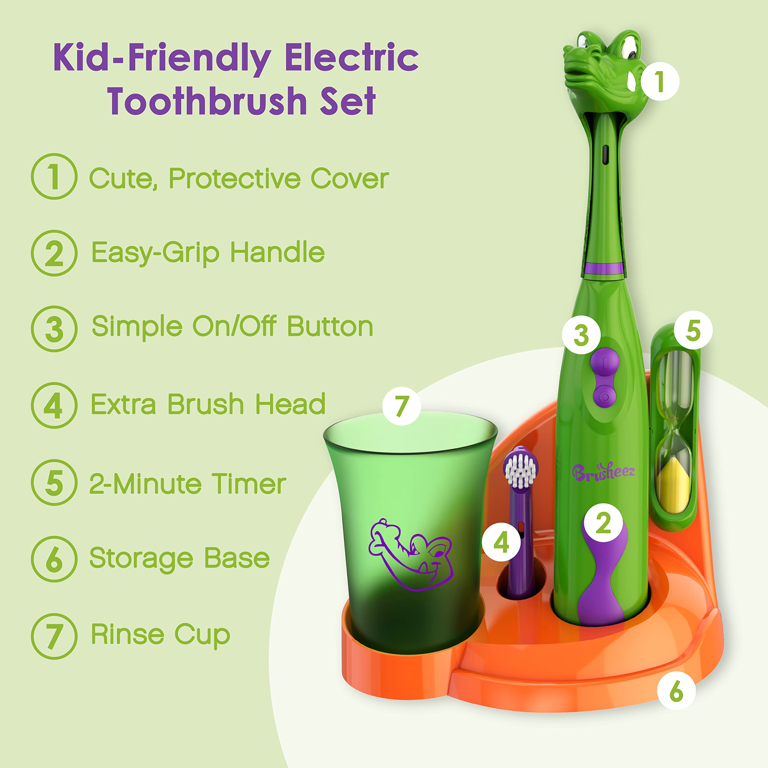 Brusheez animal-themed brush cover protects bristles between uses.
