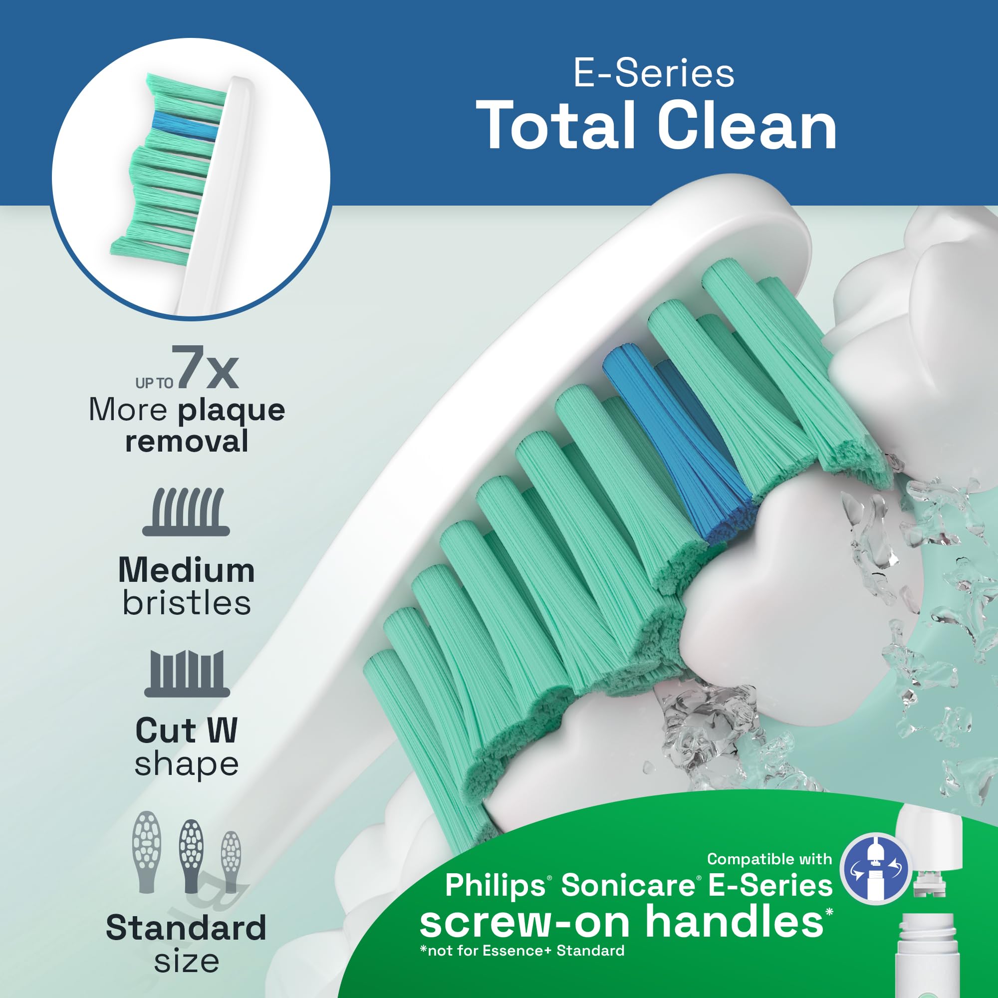 Brushmo BM726 head close-up with Dupont bristles for gentle, effective cleaning