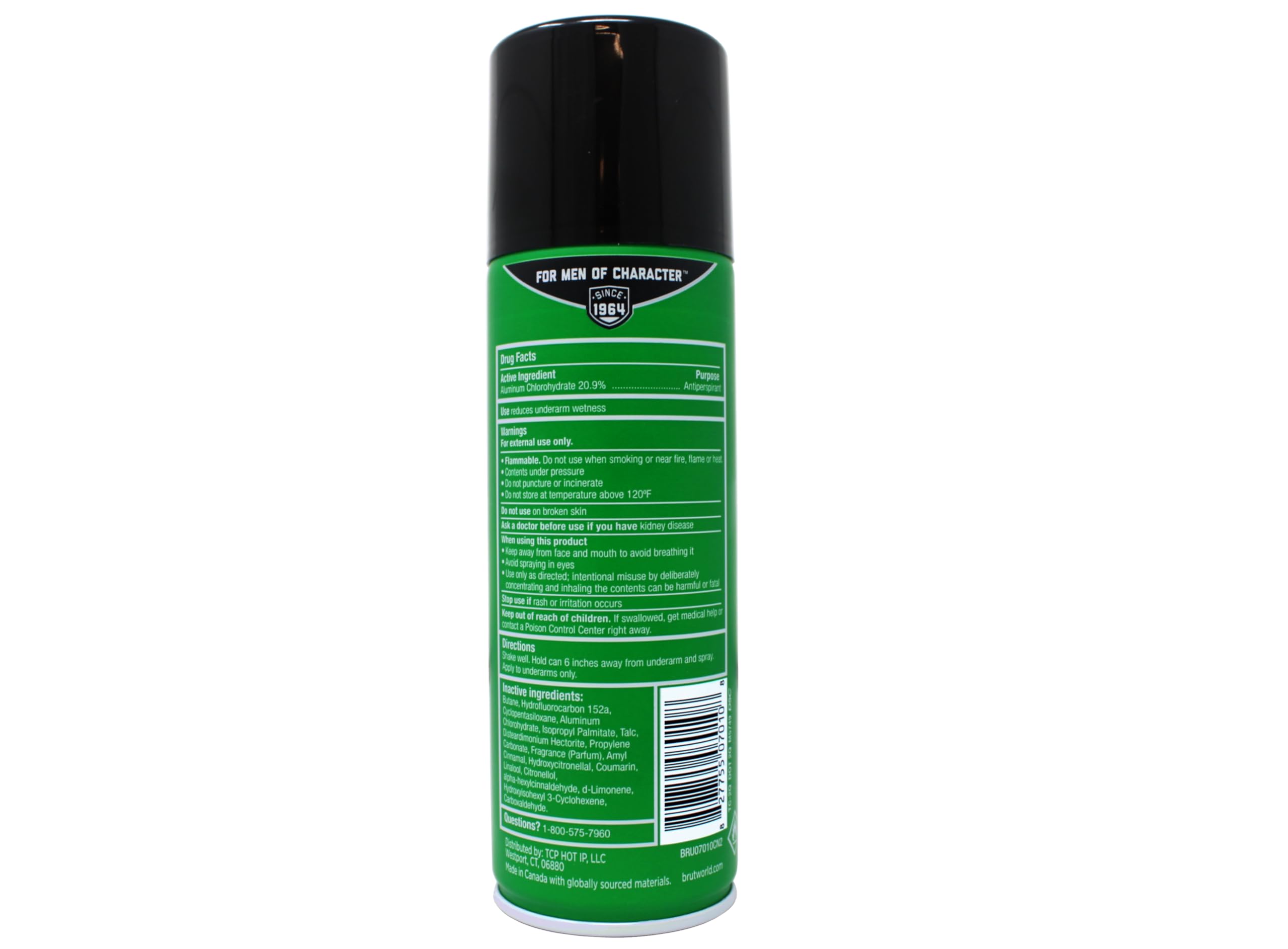 BRUT Classic spray nozzle closeup showing quick-dispense action for easy daily use.