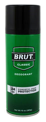 Three-pack Brut deodorant aerosols on display, ready for daily use