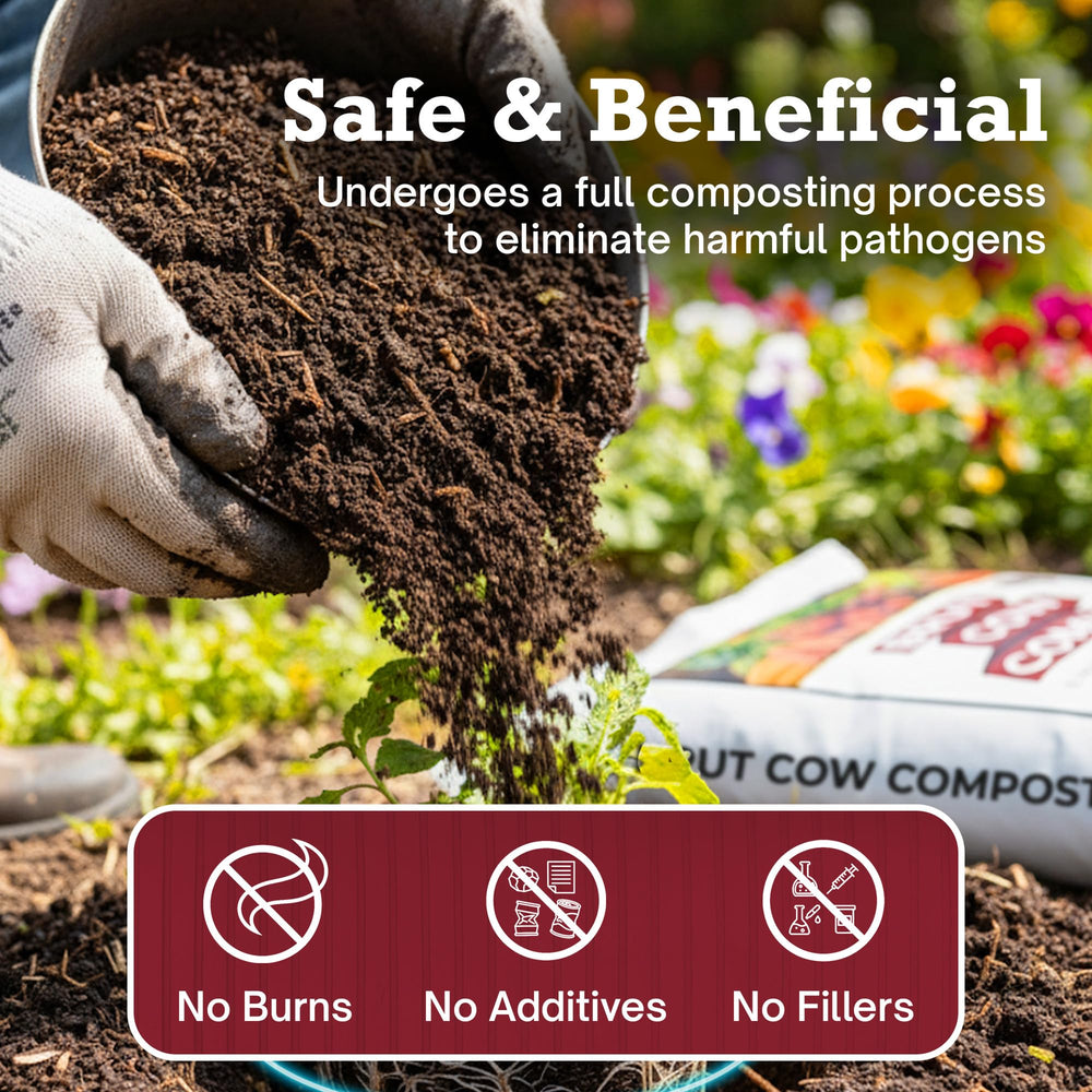 BRUT WORM FARMS Odor-free compost label indicates safe use around indoor plants.