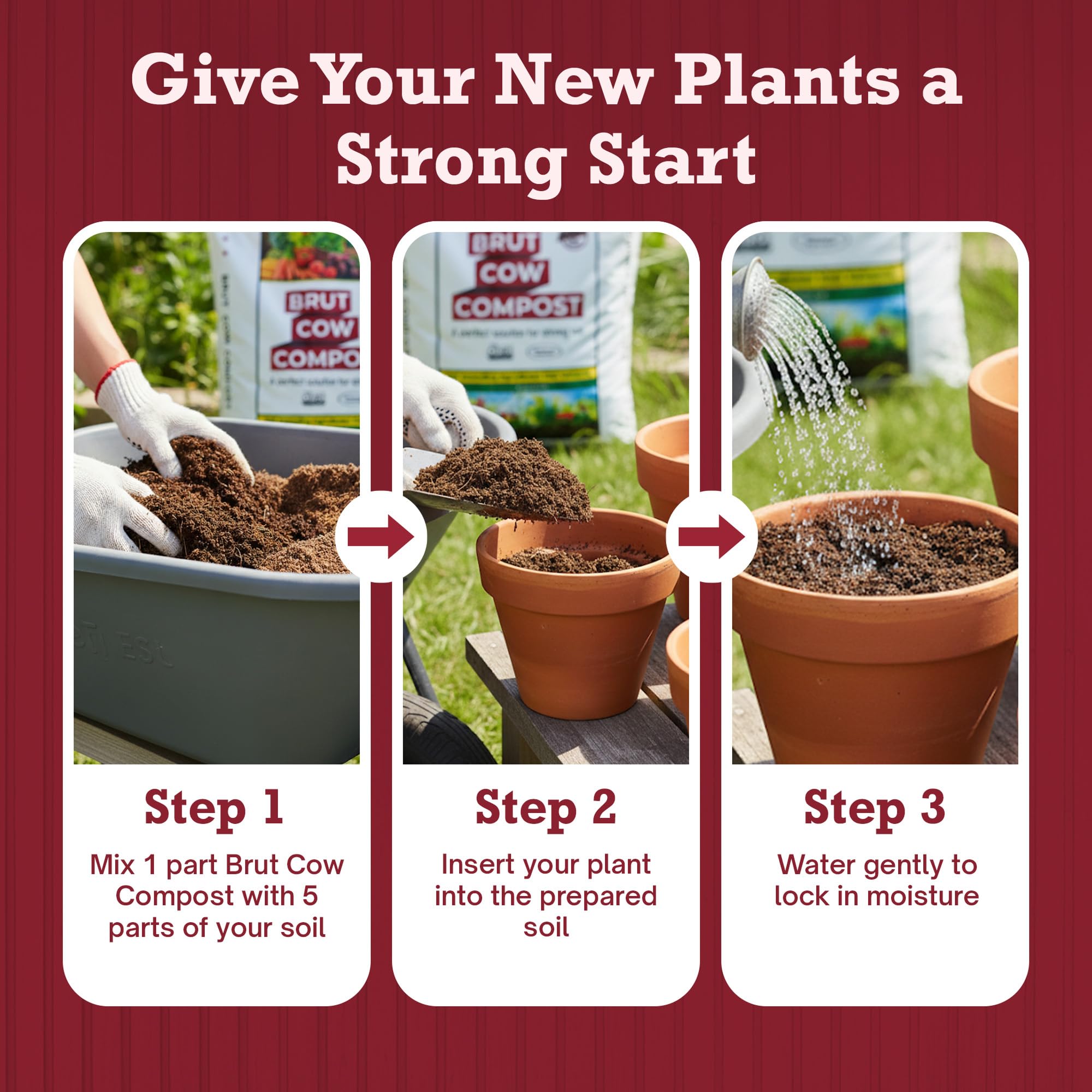 BRUT WORM FARMS Versatile soil amendment imagery for garden beds and containers.