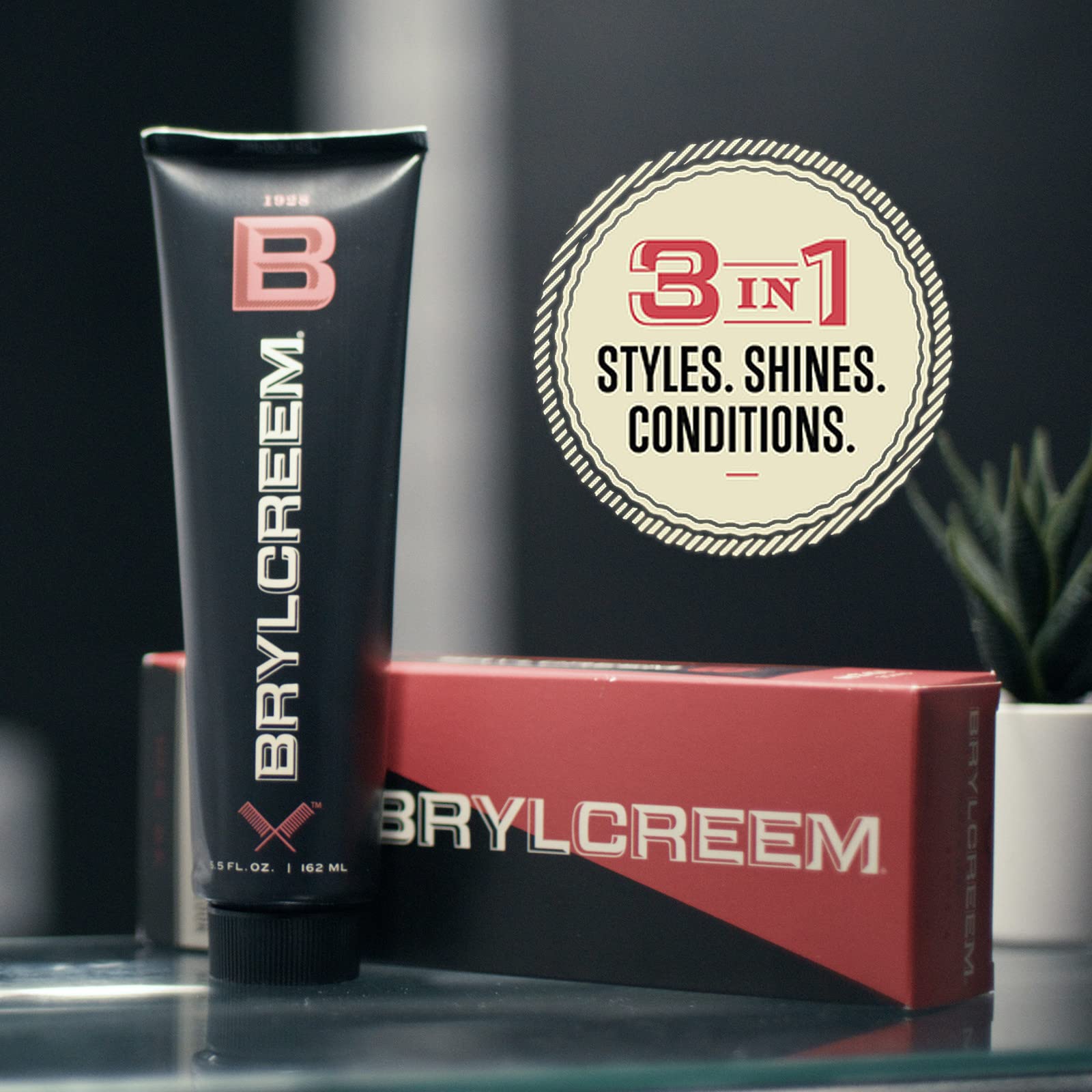 Brylcreem 3-in-1 original high shine finish look offers polished, conditioned appearance for daily styling