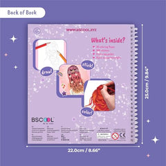 BSCOOL hair-styles-stickers-guide shows playful styling prompts with stickers for creative outfits.