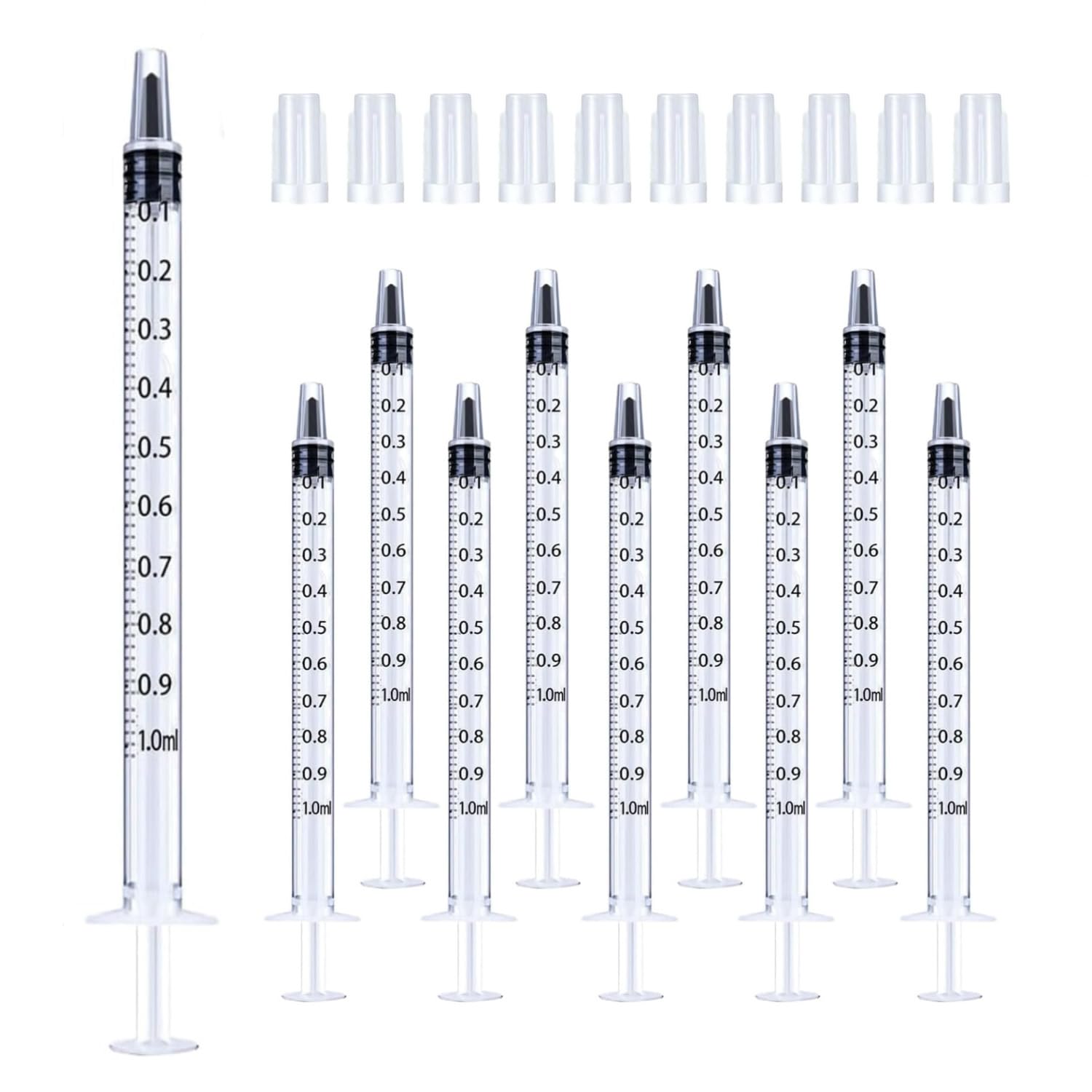 BSeWenerte 30pcs 1ml syringes with cap for safe transfer and feeding.