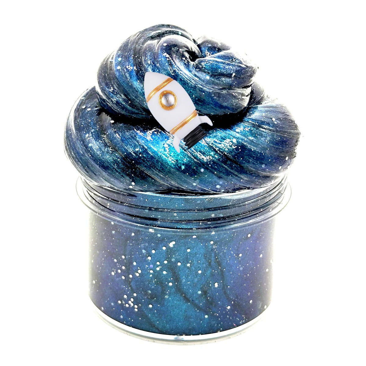 BSINHTIY Galaxy Glitter Slime Kit dark blue slime with sparkles for creative play.