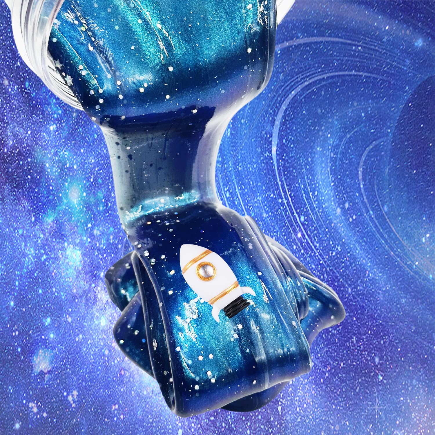 BSINHTIY Galaxy Glitter Slime Kit colorful sprinkles add tactile flair.