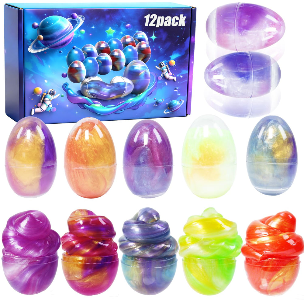 BSINHTIY Galaxy Slime Eggs kit in gift box for sharing and gifting.