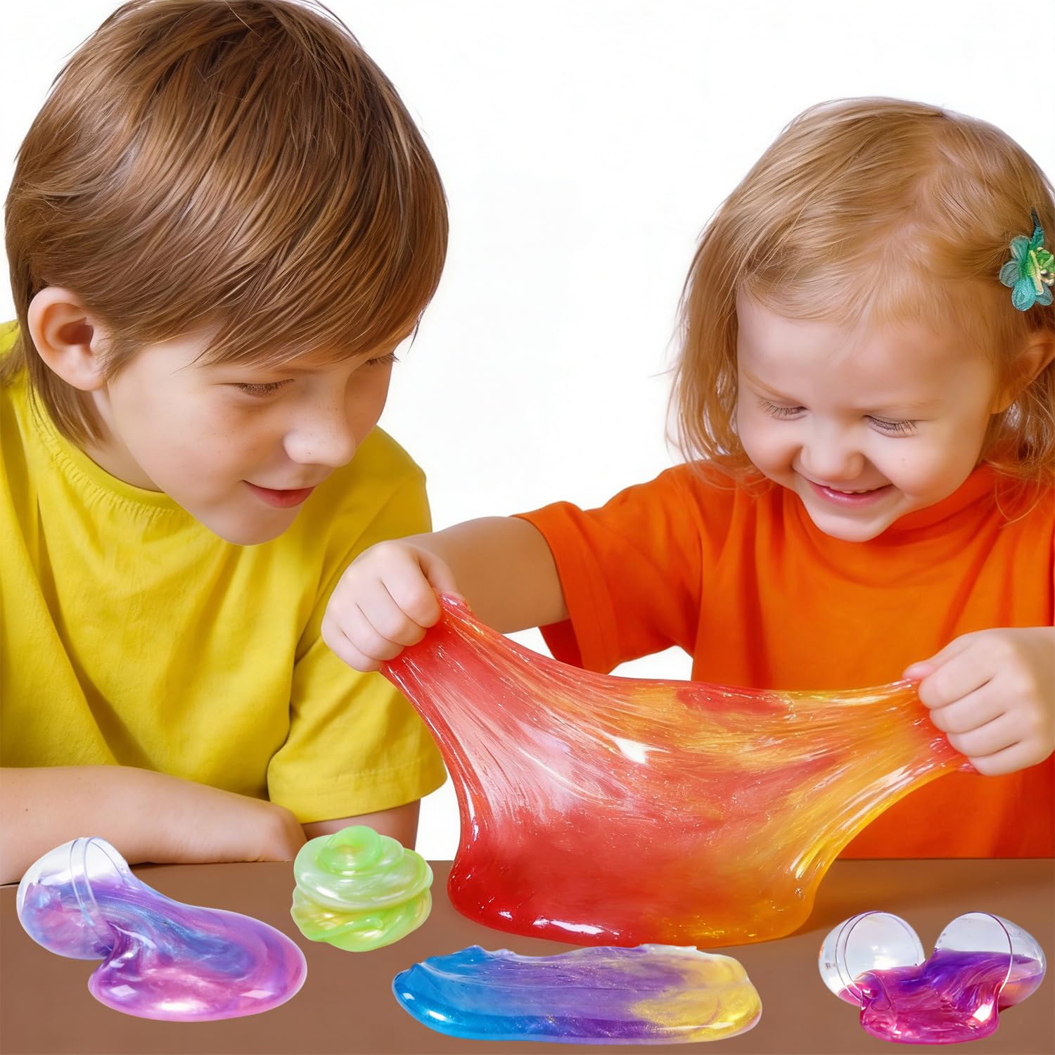 BSINHTIY Galaxy Slime Eggs non sticky formula reduces mess.
