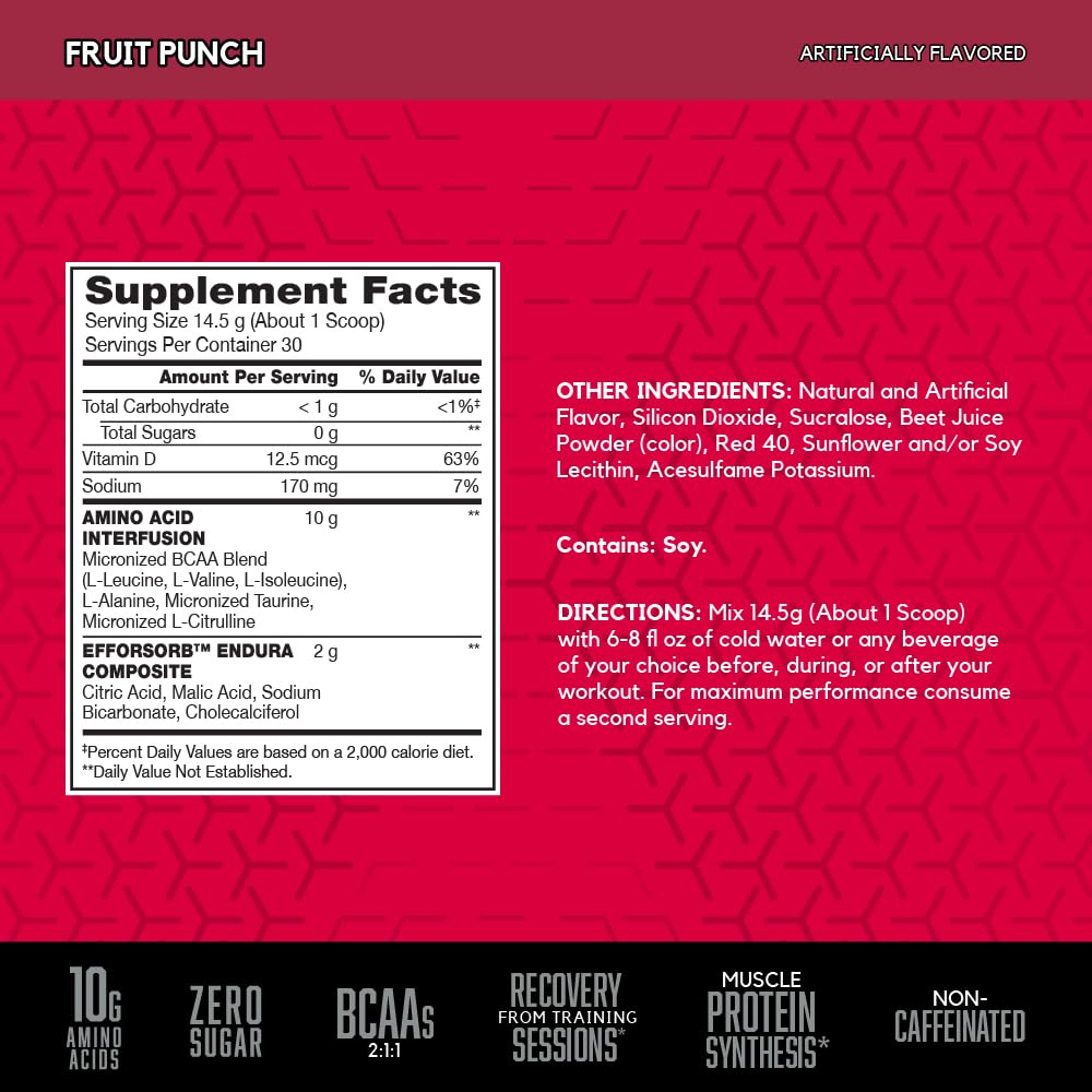 BSN Amino X powder scoop measuring a serving for endurance