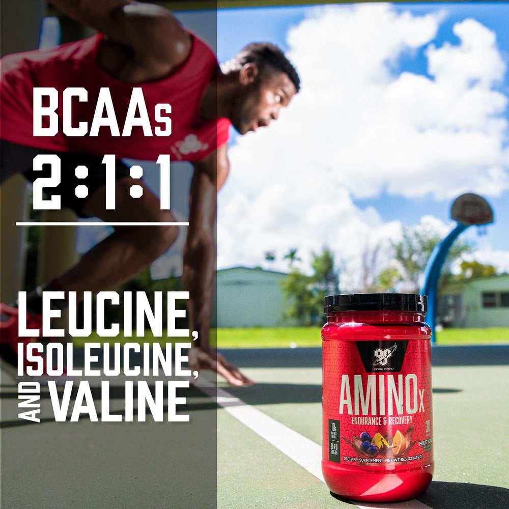 BSN AMINO X Zero Sugar label highlights sugar-free formula