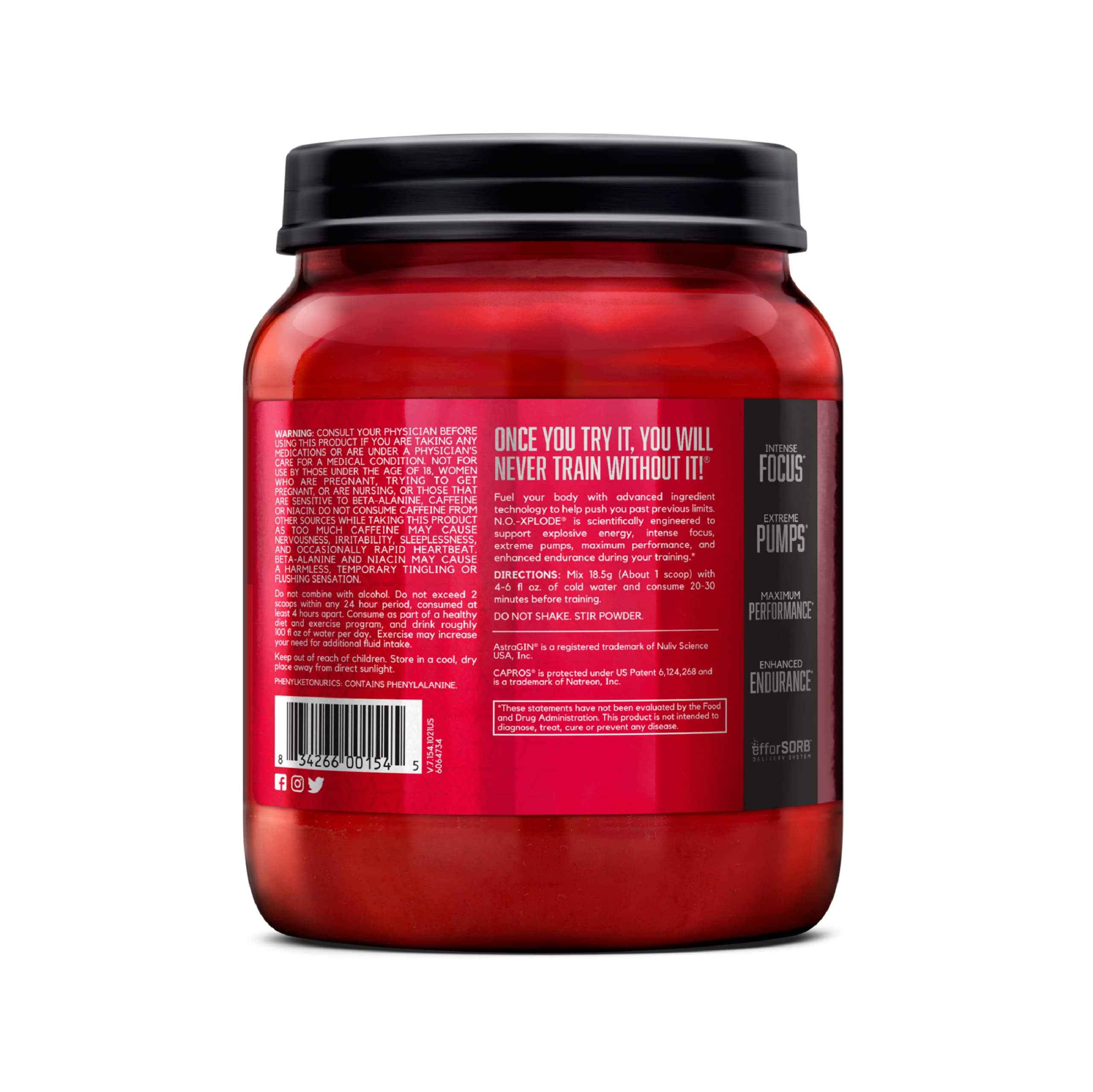 BSN N.O.-XPLODE packaging variant highlights modern design and label readability.