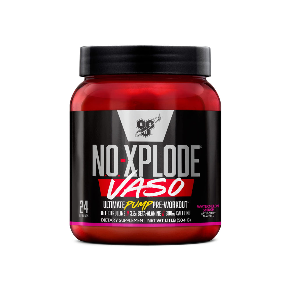 BSN N.O.-XPLODE VASO bottle pour suggests quick energy for workouts