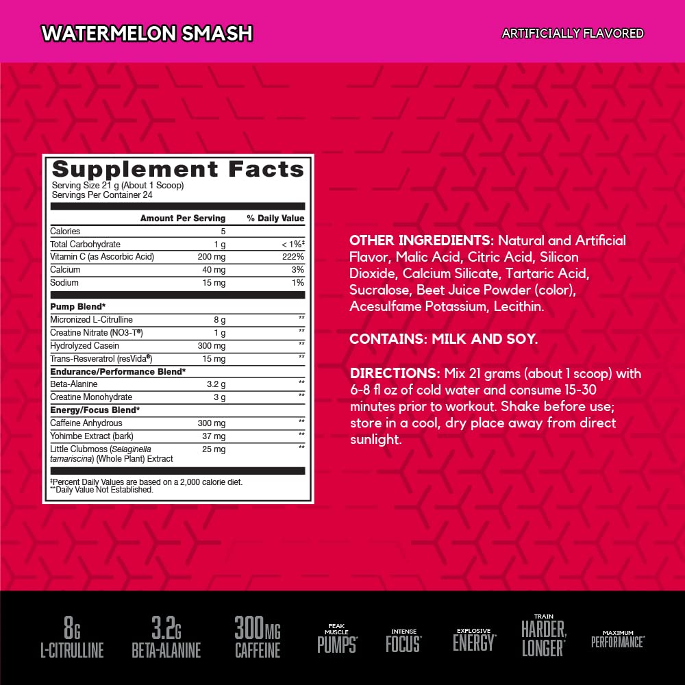 BSN N.O.-XPLODE VASO scoop ready to mix supports fast pre-workout use
