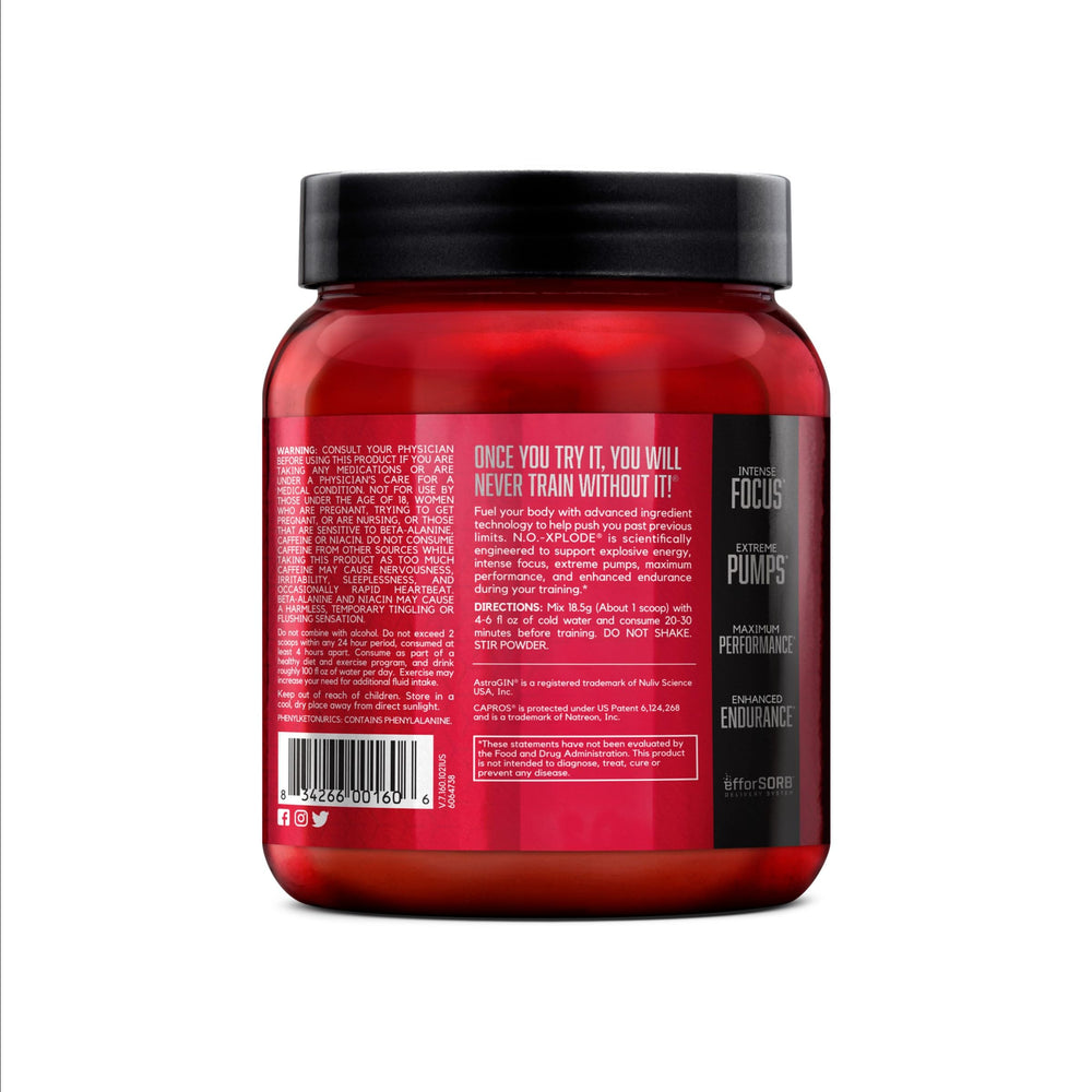 BSN N.O.-XPLODE during a workout session emphasizing focus and power