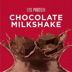 BSN SYNTHA-6 chocolate milkshake glass shows creamy texture and indulgent flavor.