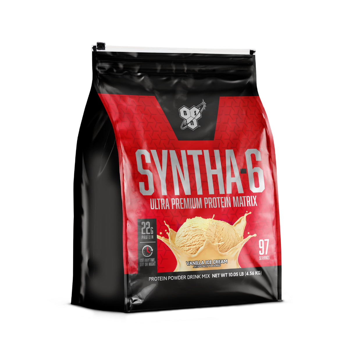 BSN SynthA-6 Vanilla Ice Cream front-pack tub, premium post-workout protein