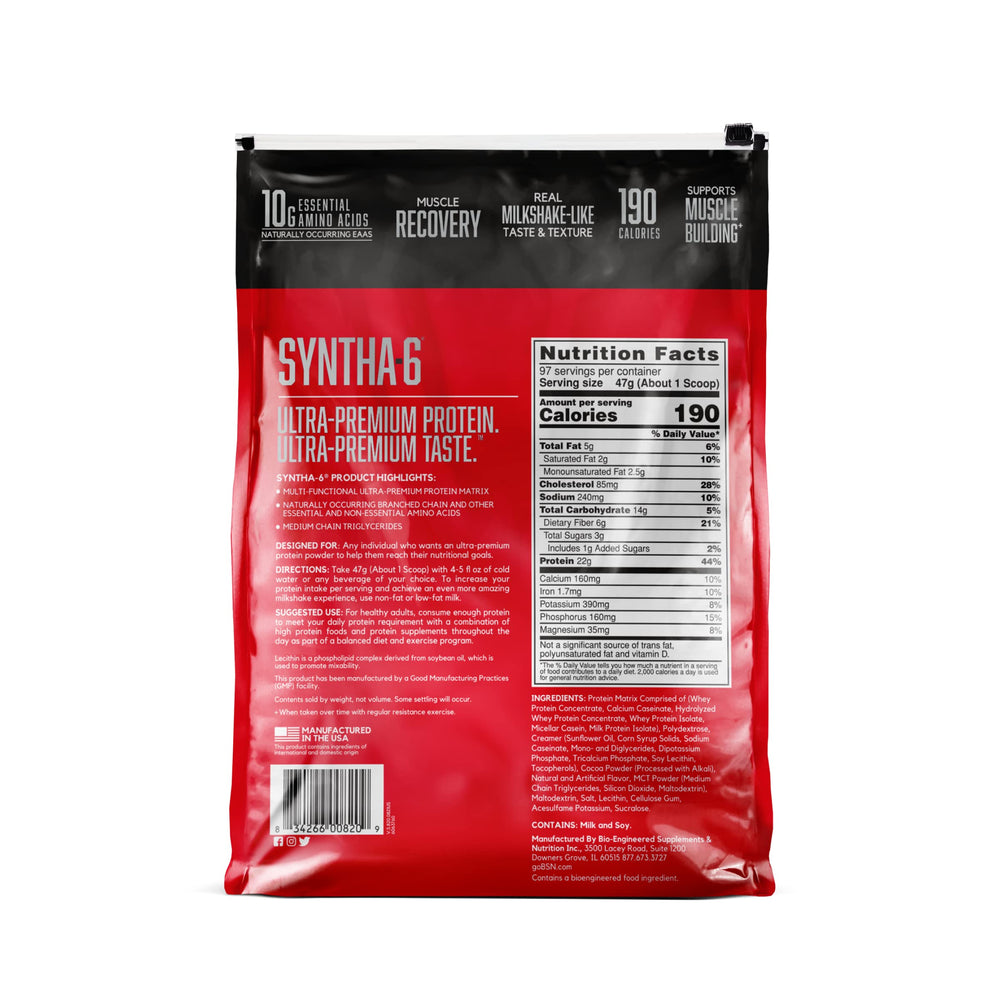 BSN SYNTHA-6 packaging lifestyle shot communicates premium branding.