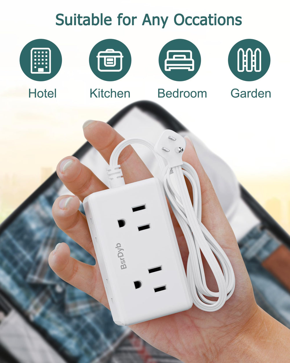 BsrDyb dorm-office multi-use strip keeps desks tidy and devices powered.