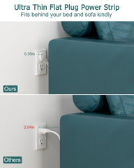 BsrDyb right-angle flat plug, 45-degree design, slim profile fits behind furniture.