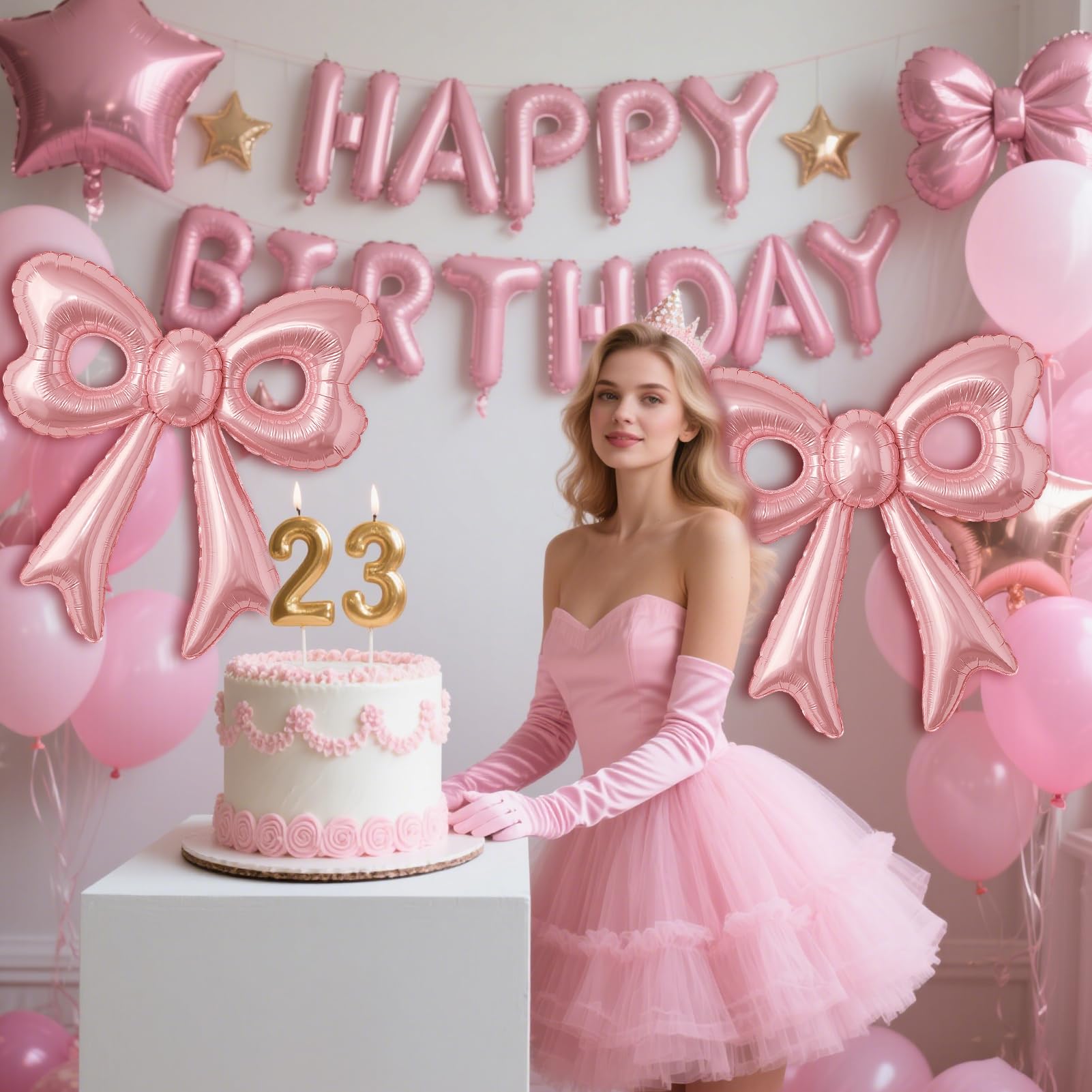 BSRESIN pink HAPPY BIRTHDAY balloon 16inch adds festive flair.
