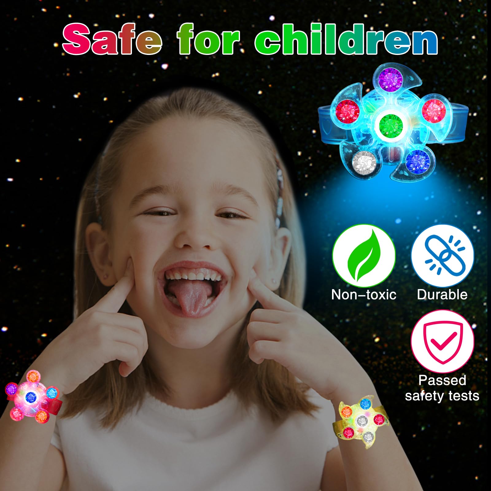 BSTDECOR LED glow bracelet with spinning action, perfect for nighttime parties