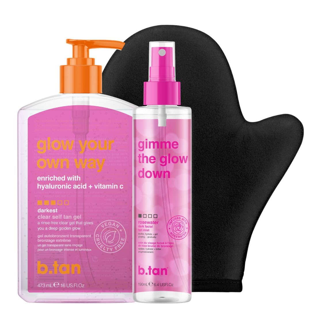 B.TAN Best Clear Self Tan Gel bottle for transfer-resistant, even glow.