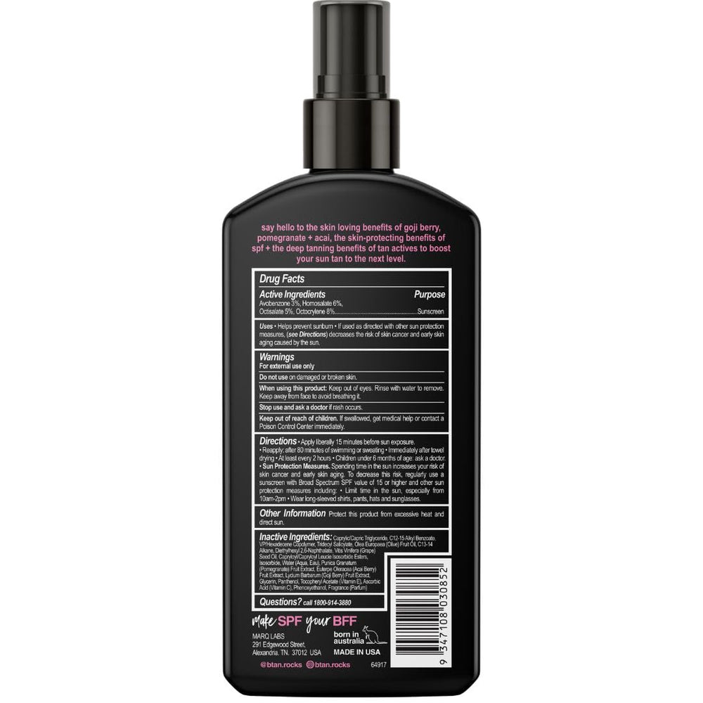 B.TAN Hello Sunshine dry spray applied evenly for fast tanning.