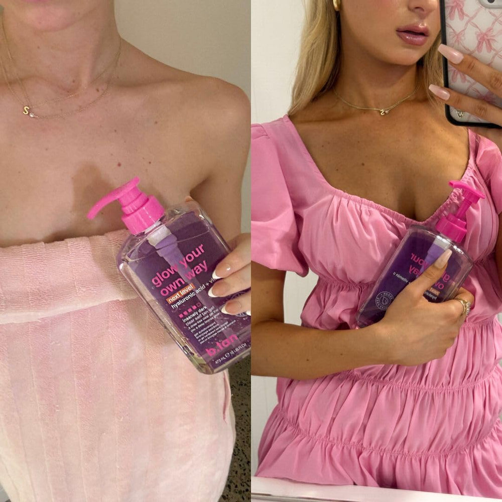 B.TAN Hyaluronic acid and vitamin C nourish skin during tanning.