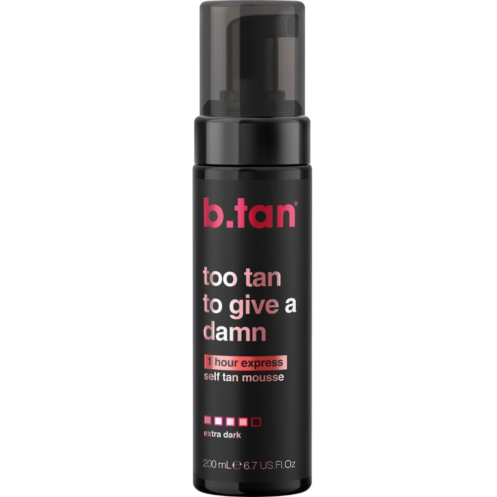 BTAN Ultra Dark self-tanner mousse bottle glides on with a deep bronze finish.