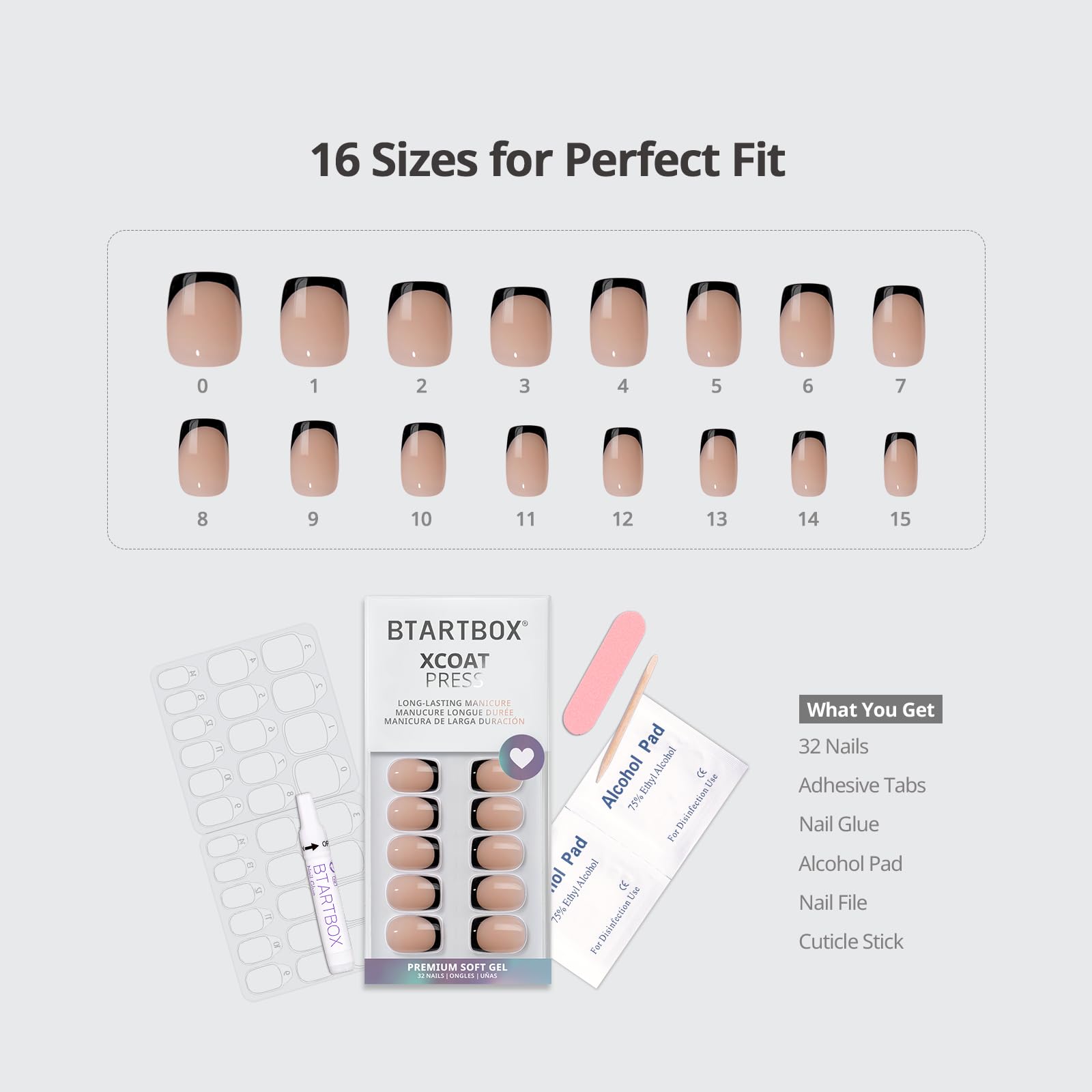 BTArtbox 16-size guide shows personalized fit for every nail