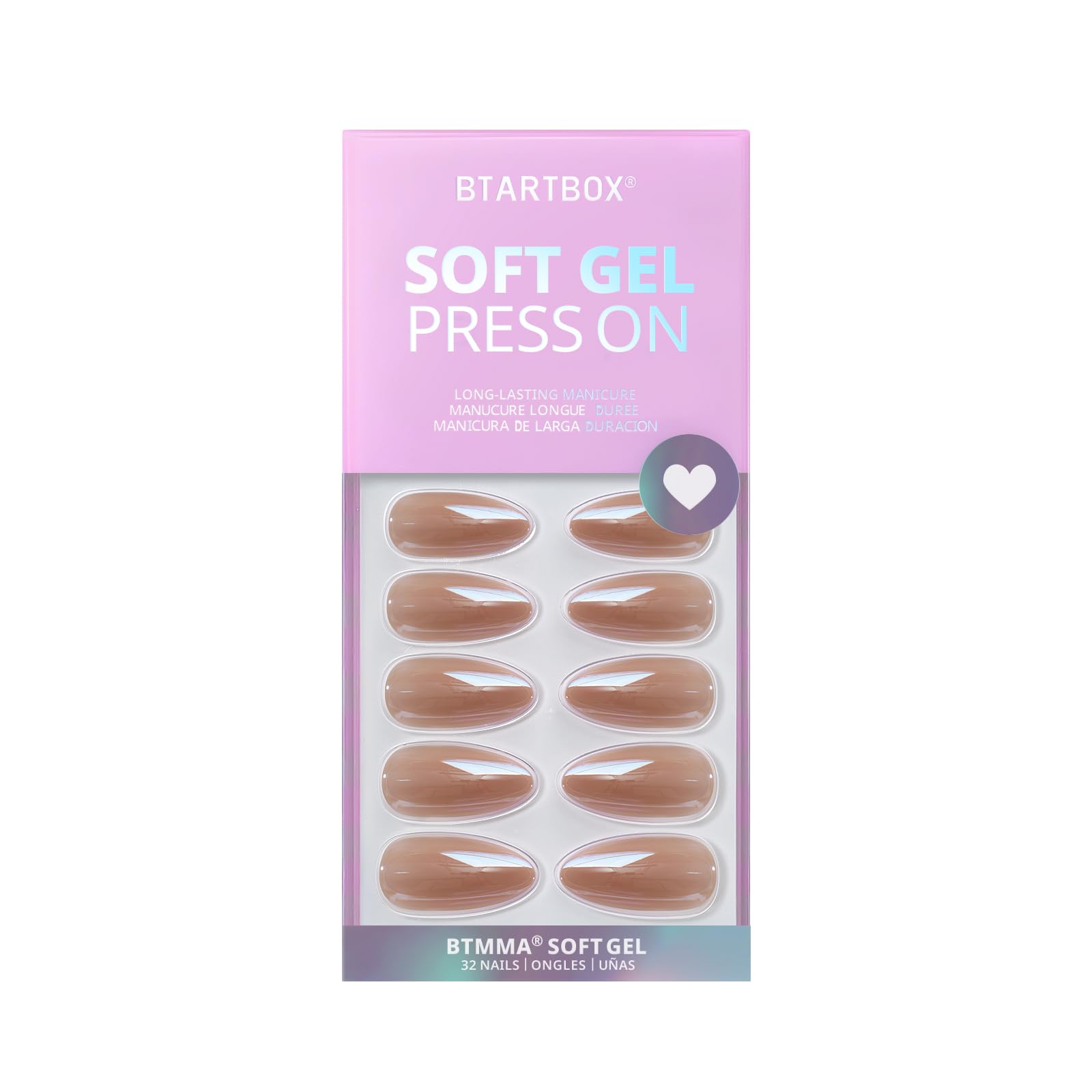 BTArtbox Almond Chrome nails kit included and ready to apply