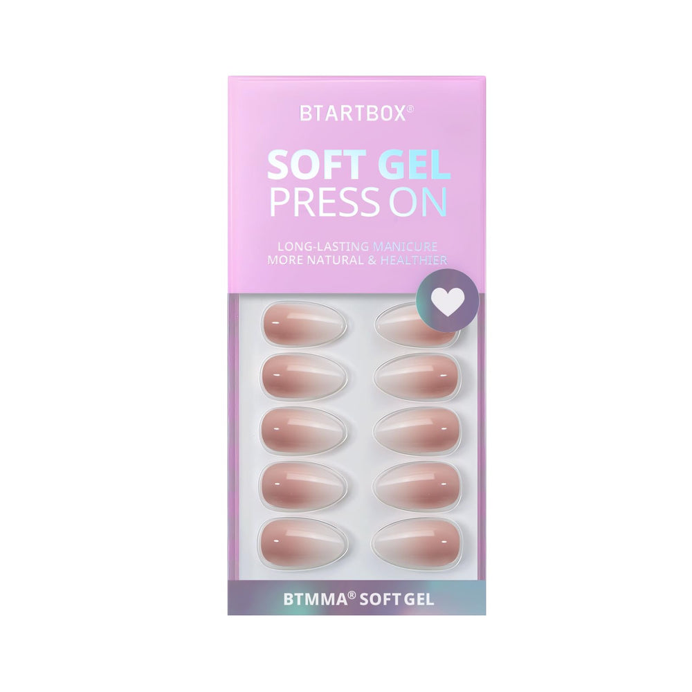 BTArtbox Almond Press-On Nails close-up ombre texture detail