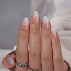 BTArtbox Almond Press-On Nails in Vanilla Cream front view show natural look