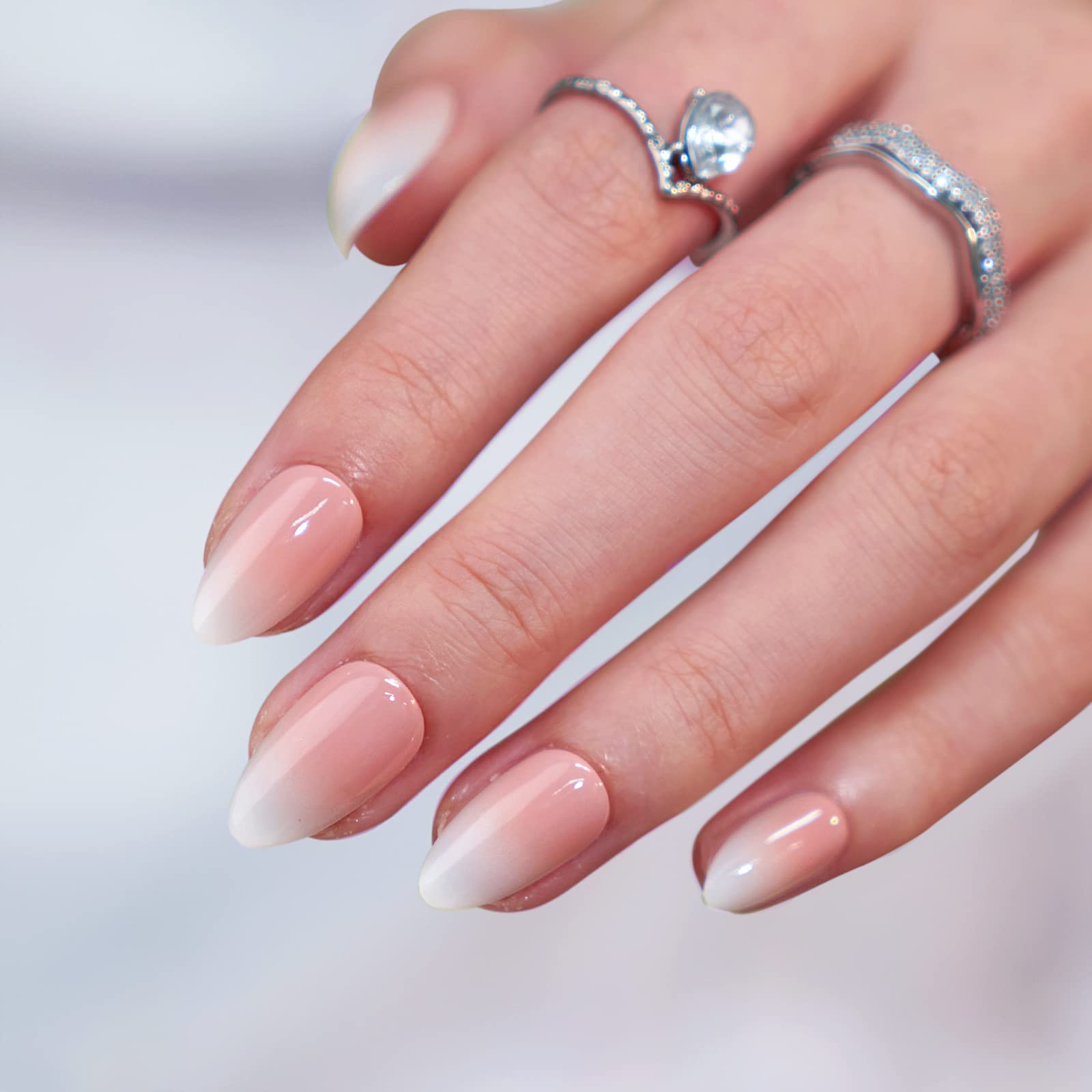 BTArtbox Almond Press-On Nails in Vanilla Cream side view for comfortable fit