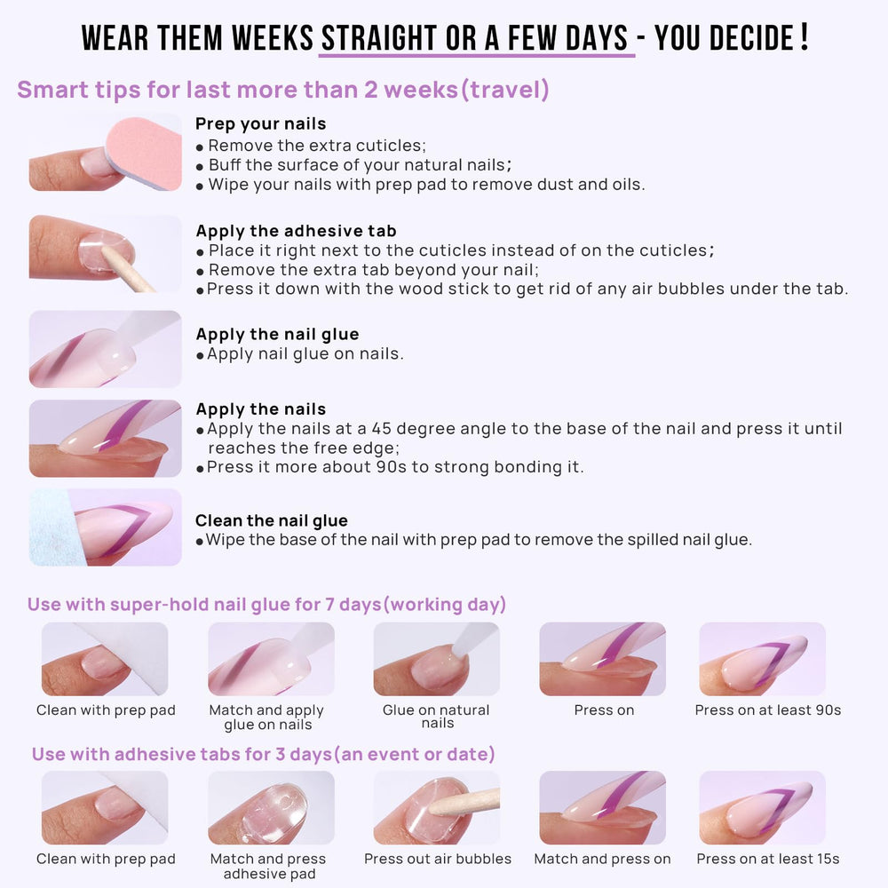 BTArtbox press-on nails for daily tasks like typing and chores.