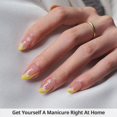 BTArtbox Daisy French tip almond nails for natural-looking mani