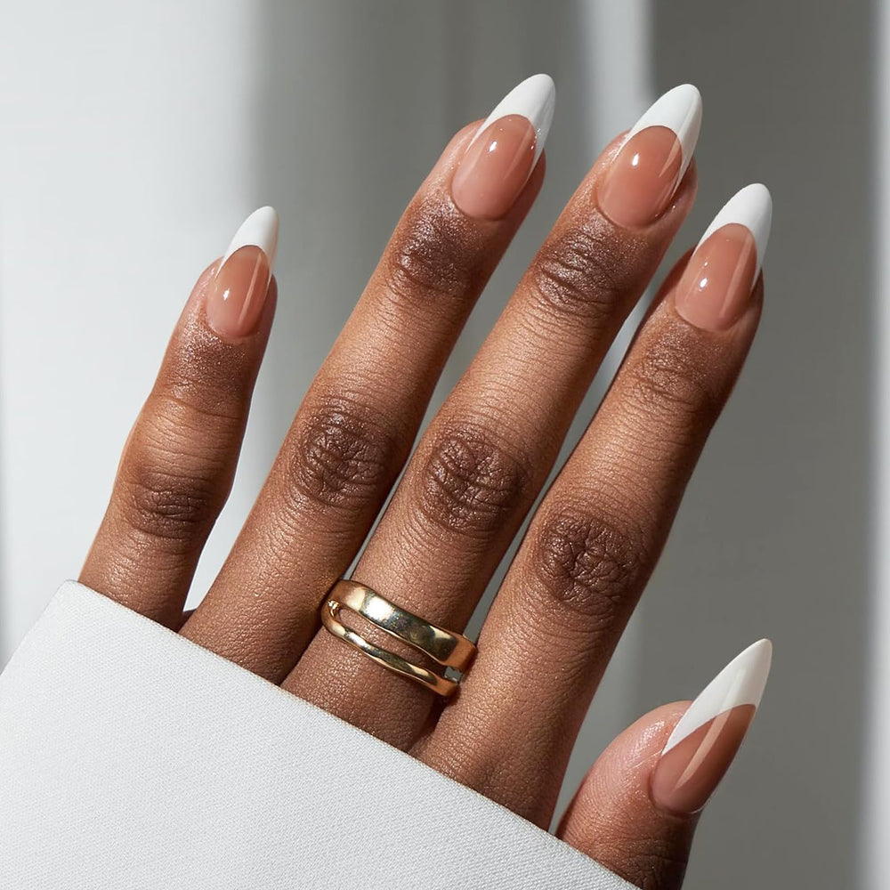 BTArtbox French Tip Press-On Nails almond shape for salon-like at-home wear