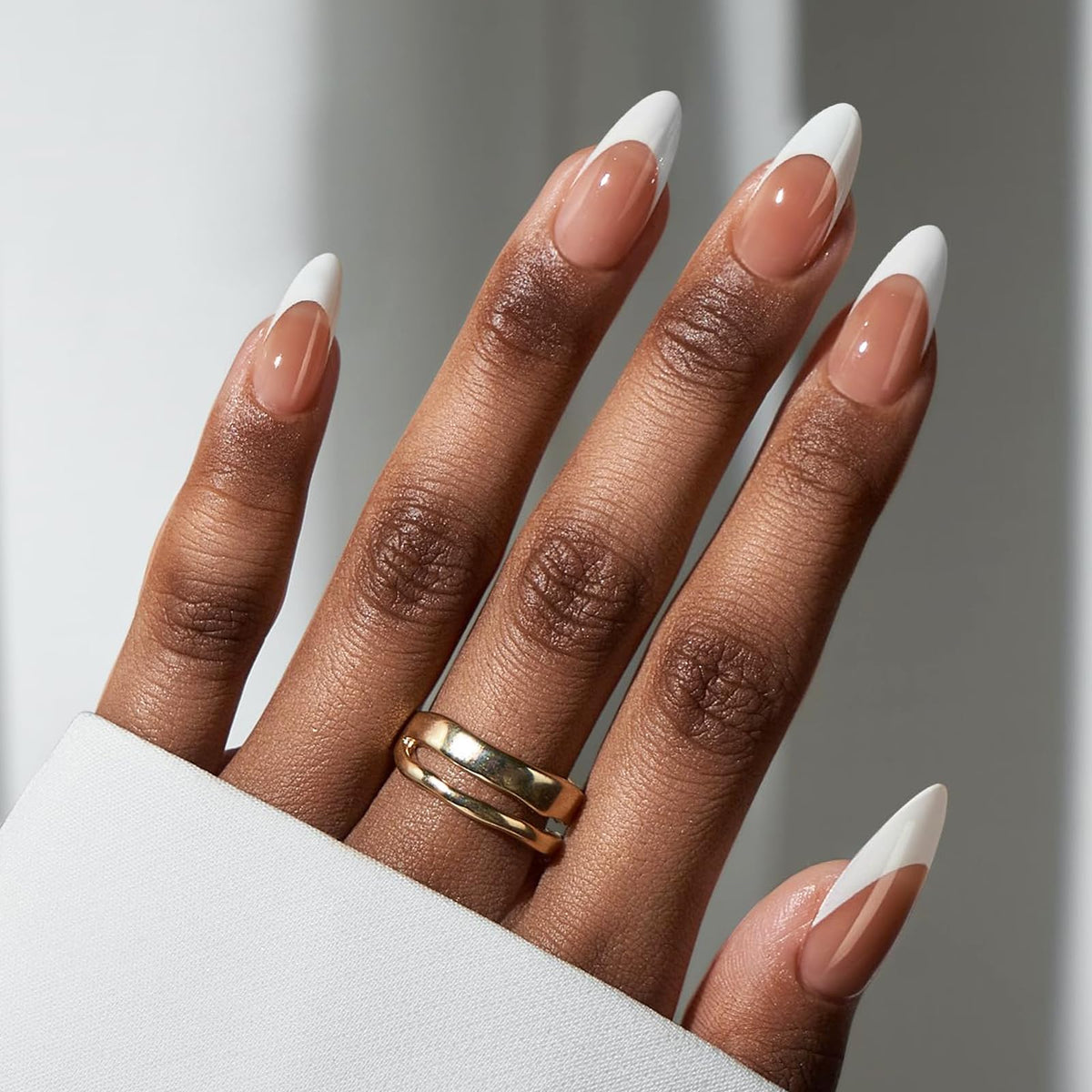 BTArtbox French Tip Press-On Nails almond shape for salon-like at-home wear