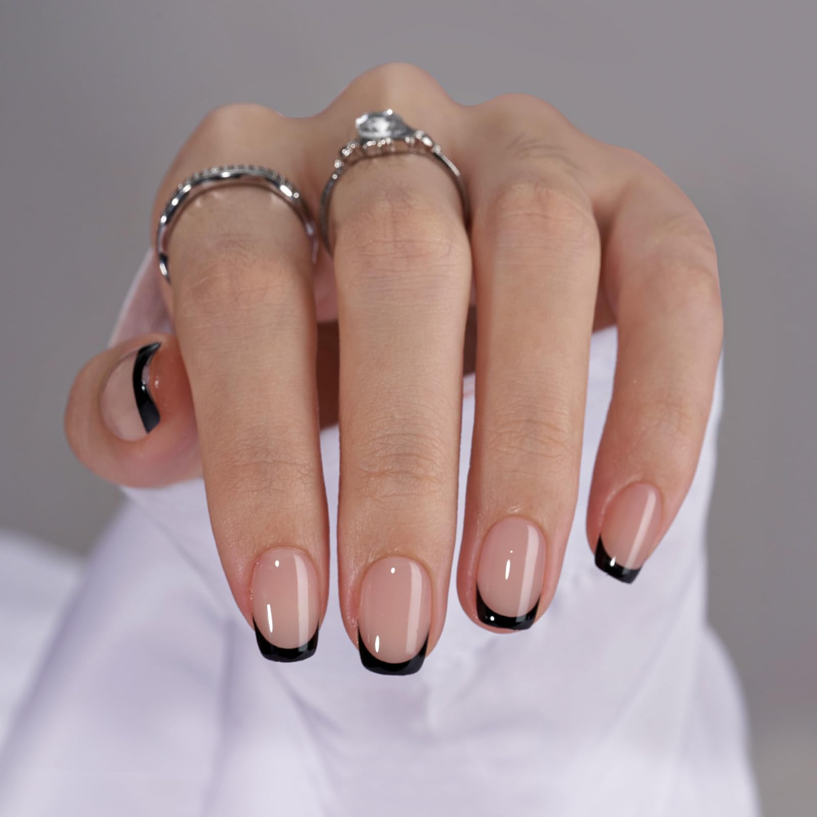 BTArtbox French tip press-on nails packaging showing complete kit for easy DIY nails