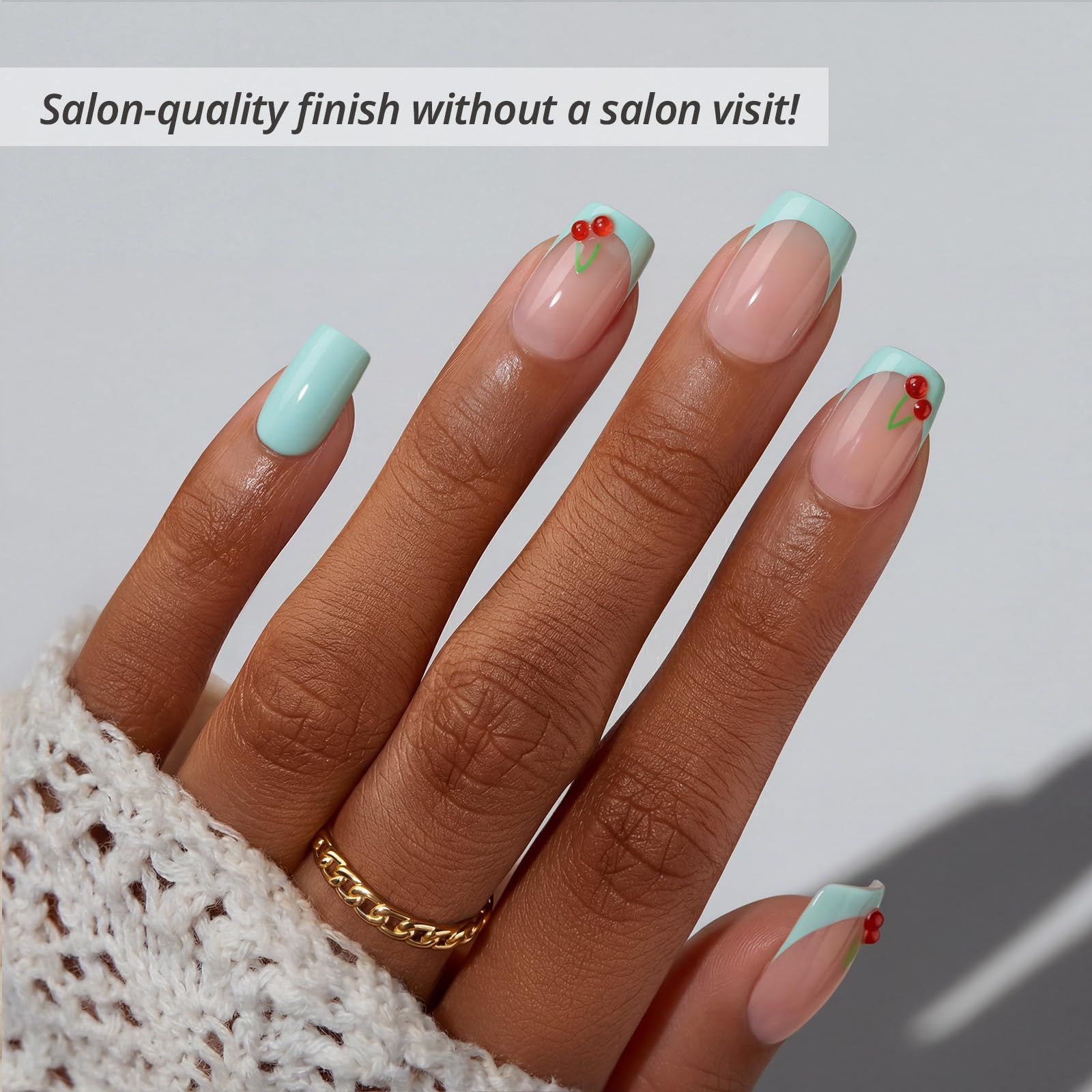 BTArtbox Mint green short square nails ready for DIY mani.