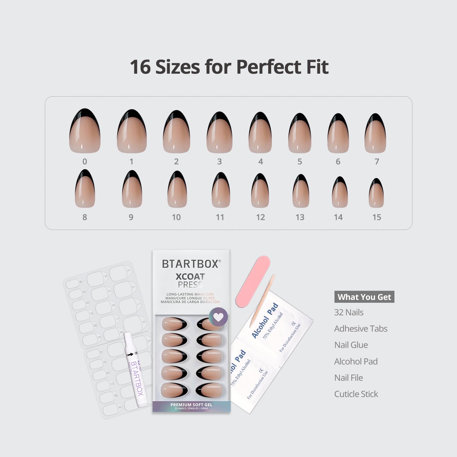 BTArtbox kit includes nail glue and adhesive tabs for versatile wear.