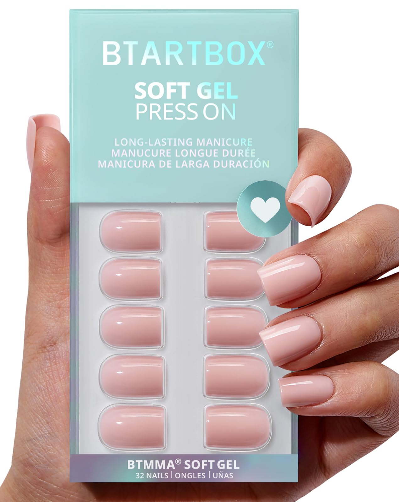 BTArtbox pastel pink square nails kit ready for a quick at-home manicure