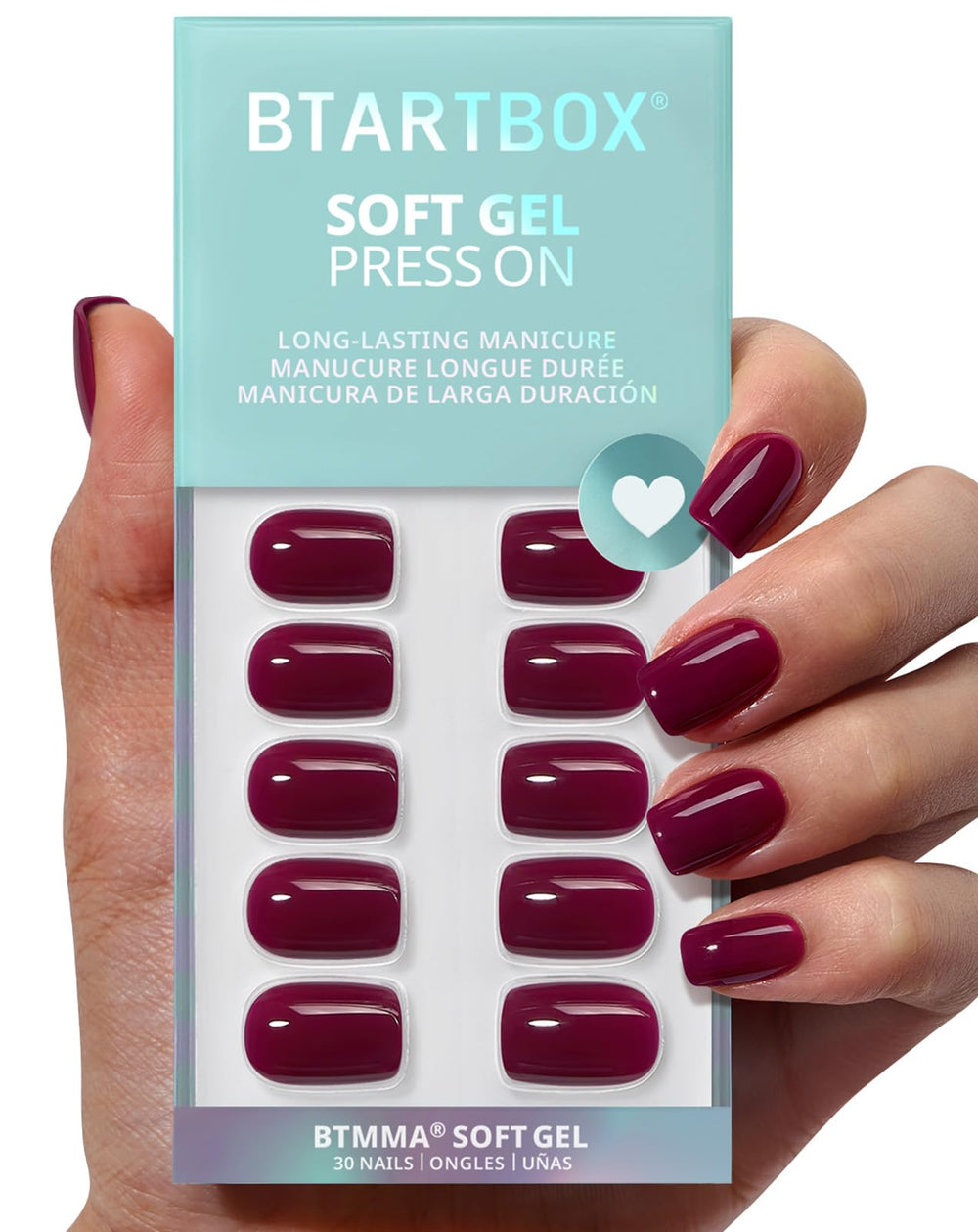 BTArtbox plum red squoval nails kit for quick home manicure