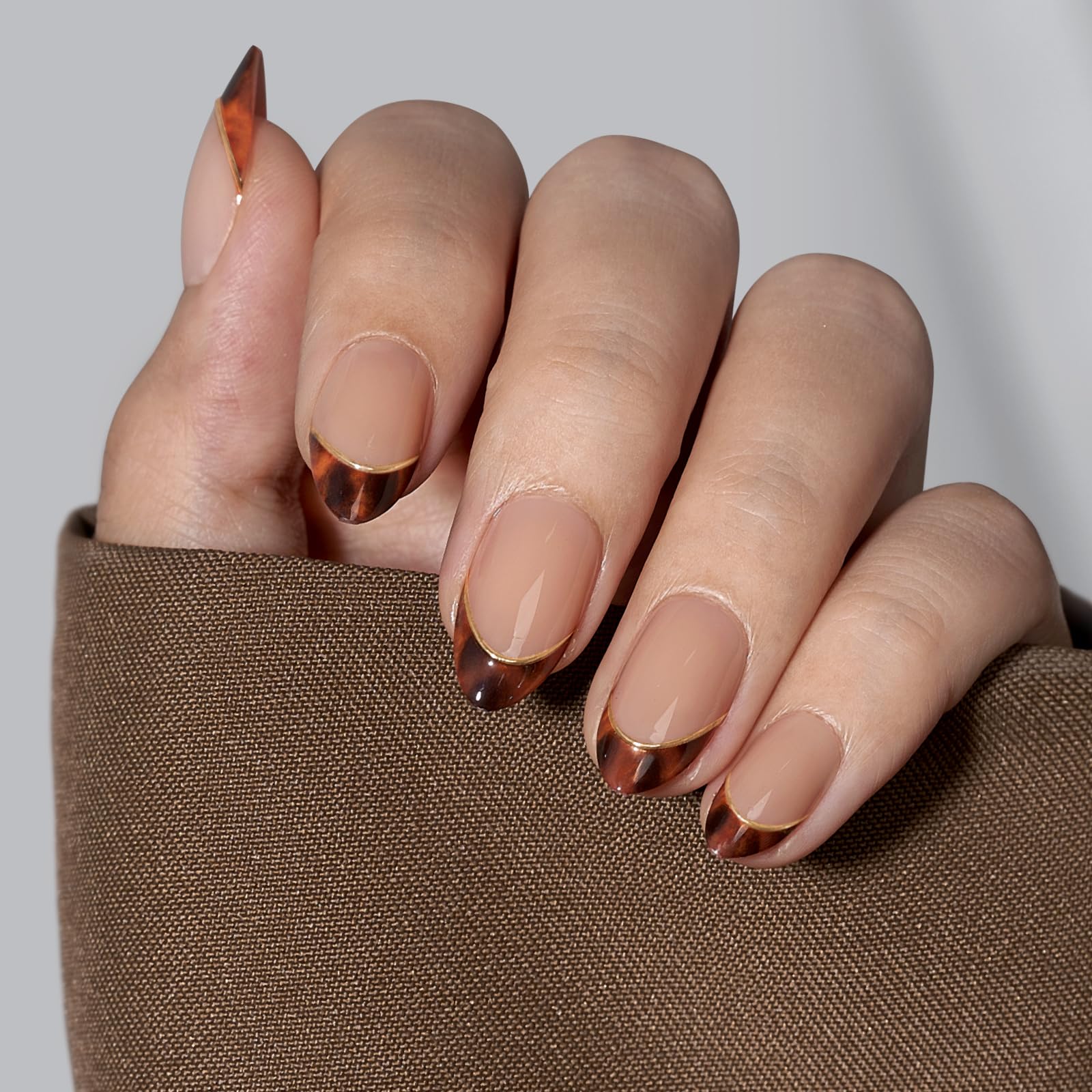 BTArtbox press on nails short almond winter French tip for versatile, classy look.