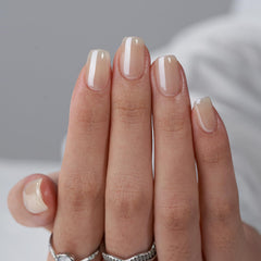 BTArtbox short square nails in brown chrome gel finish for versatile daily wear.