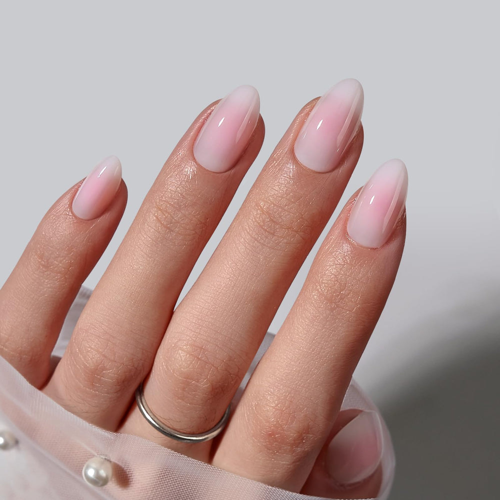 BTArtbox short pink ombre almond nails ready for comfortable all-day wear