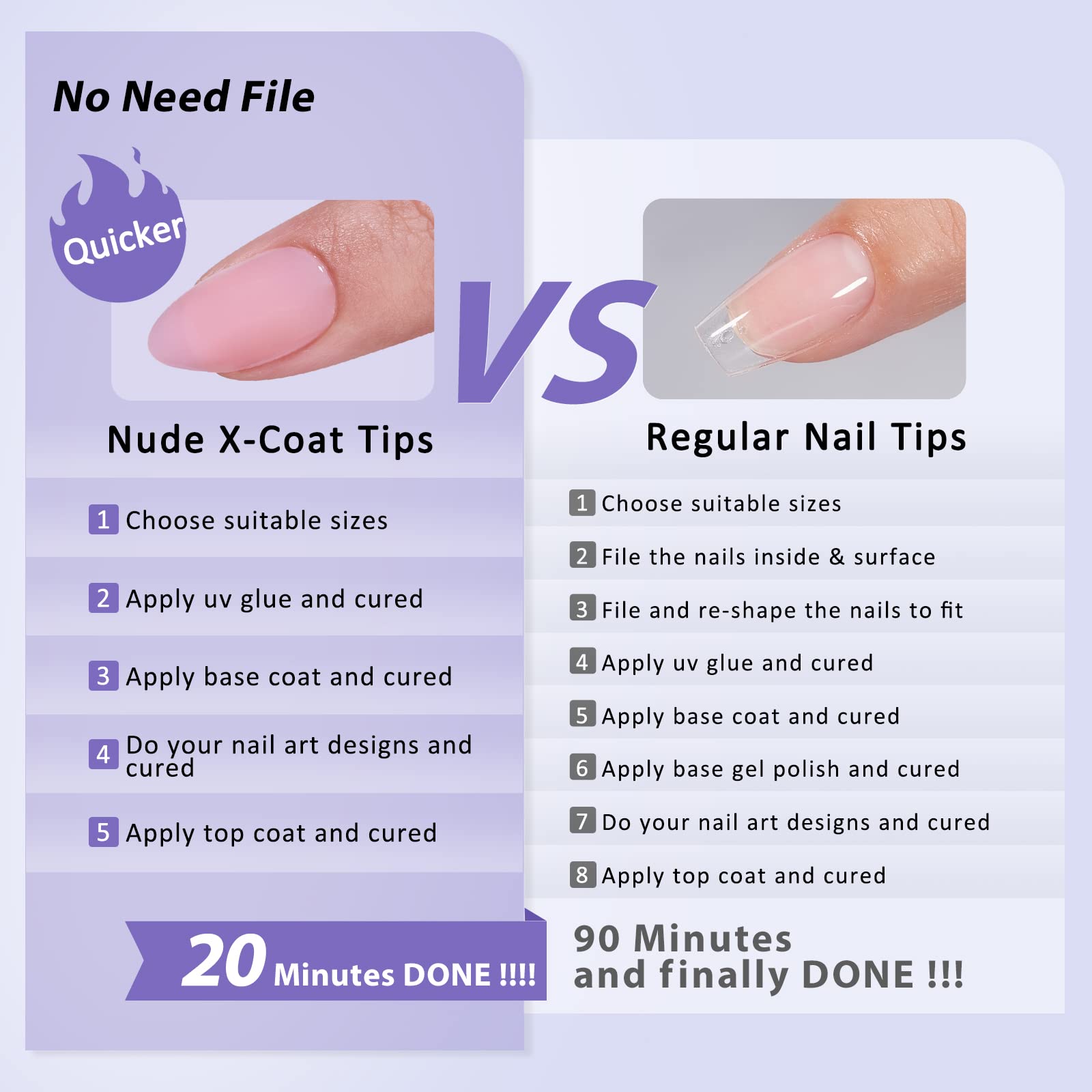 BTArtbox XCOATTIPS nails with natural matte finish for everyday wear